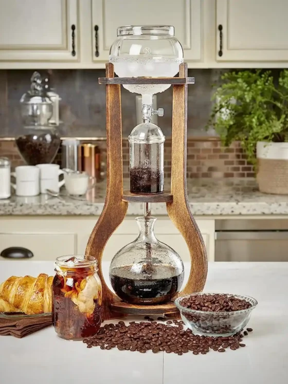 nispira iced coffee colw brew drip tower on a table