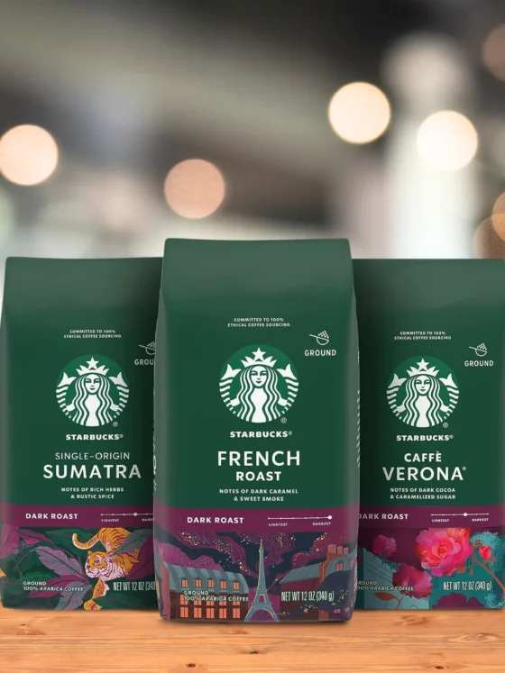 a group of bags of caffe verona dark roast coffee