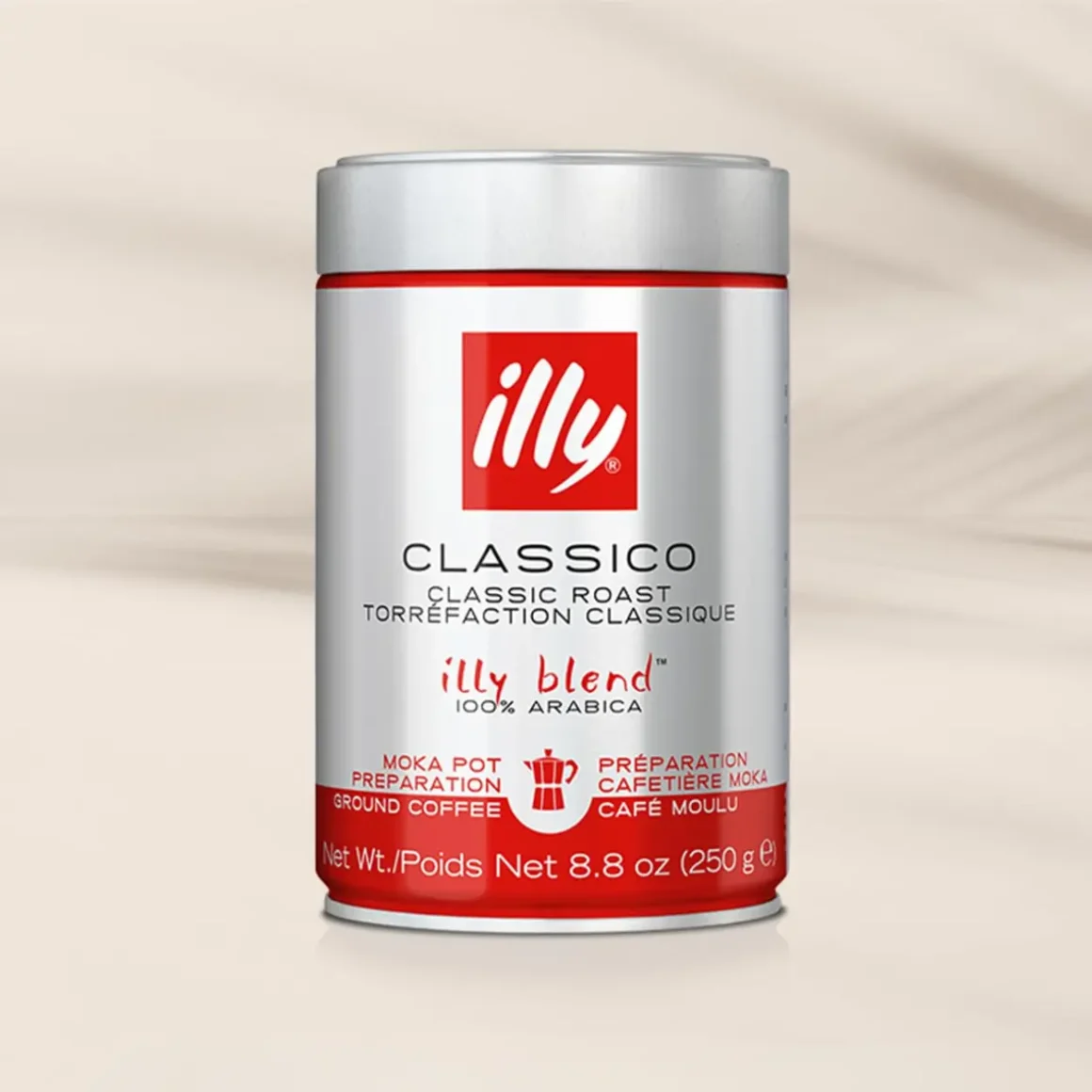 a can of illy classic espresso ground coffee