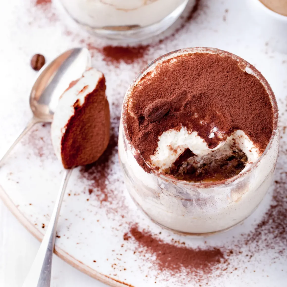italian tiramisu cappuccino with a spoon