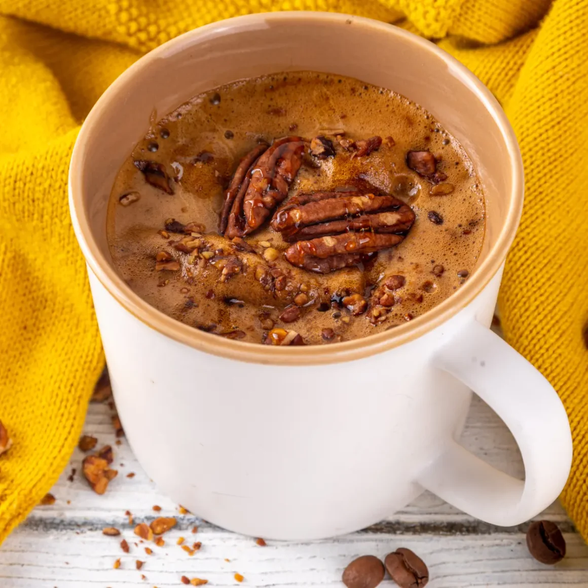 a cup of maple pecan fall coffee