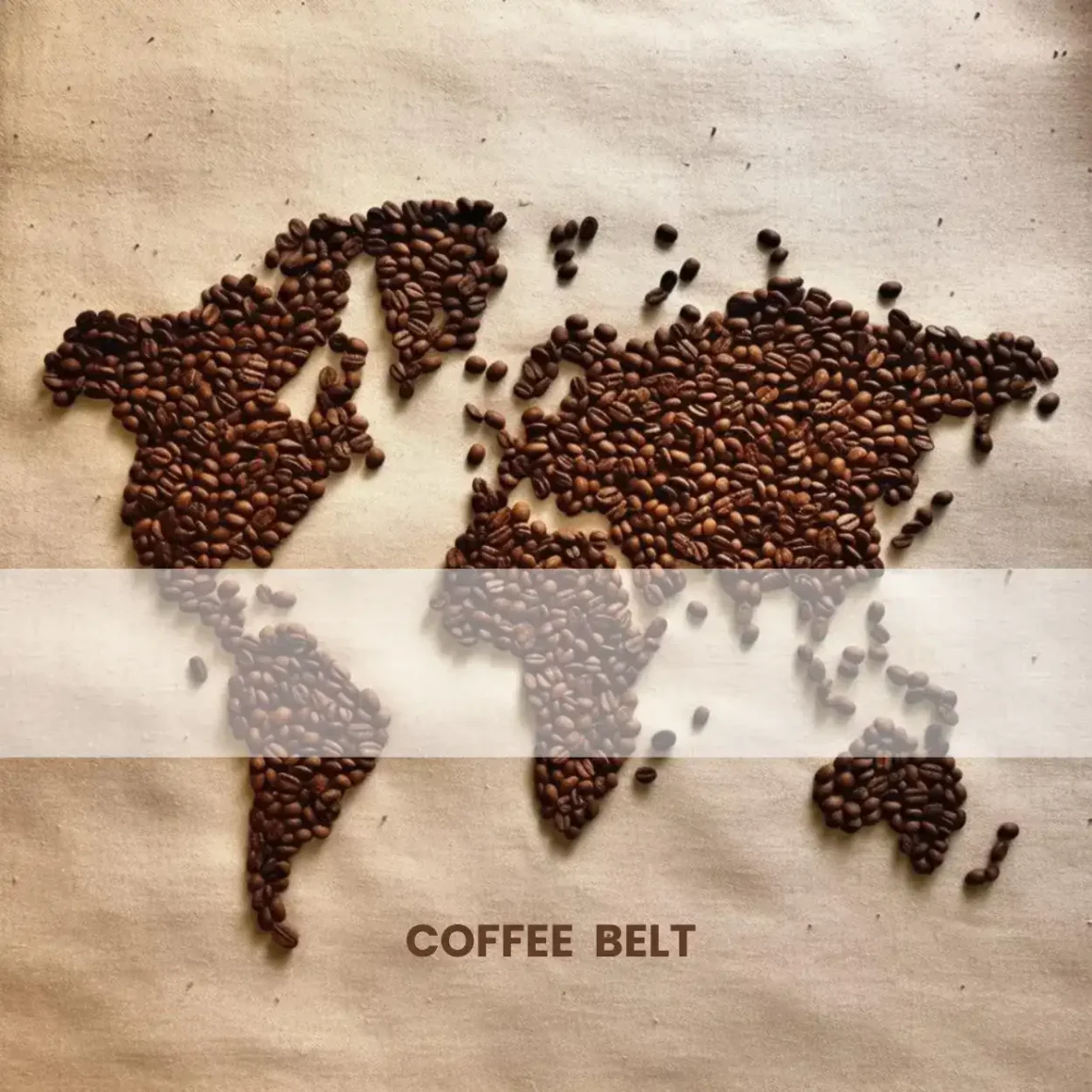 a map of the world made of coffee beans showcasing the coffee belt