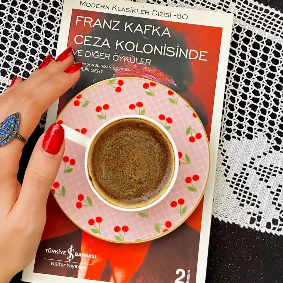 a cup of arabic coffee on a saucer