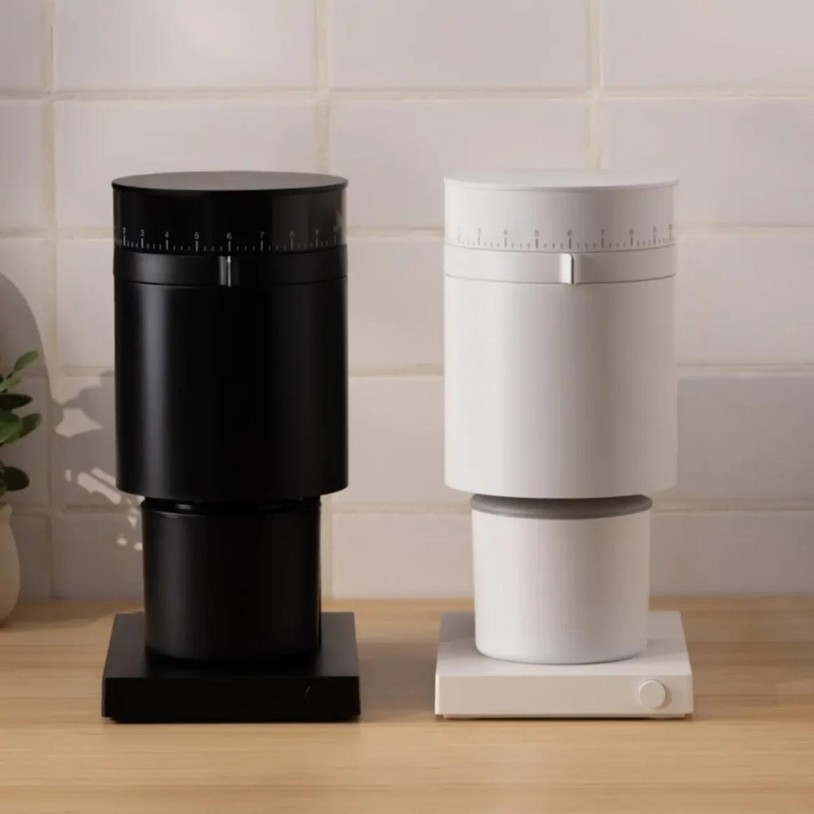 a black and white fellow opus coffee grinder