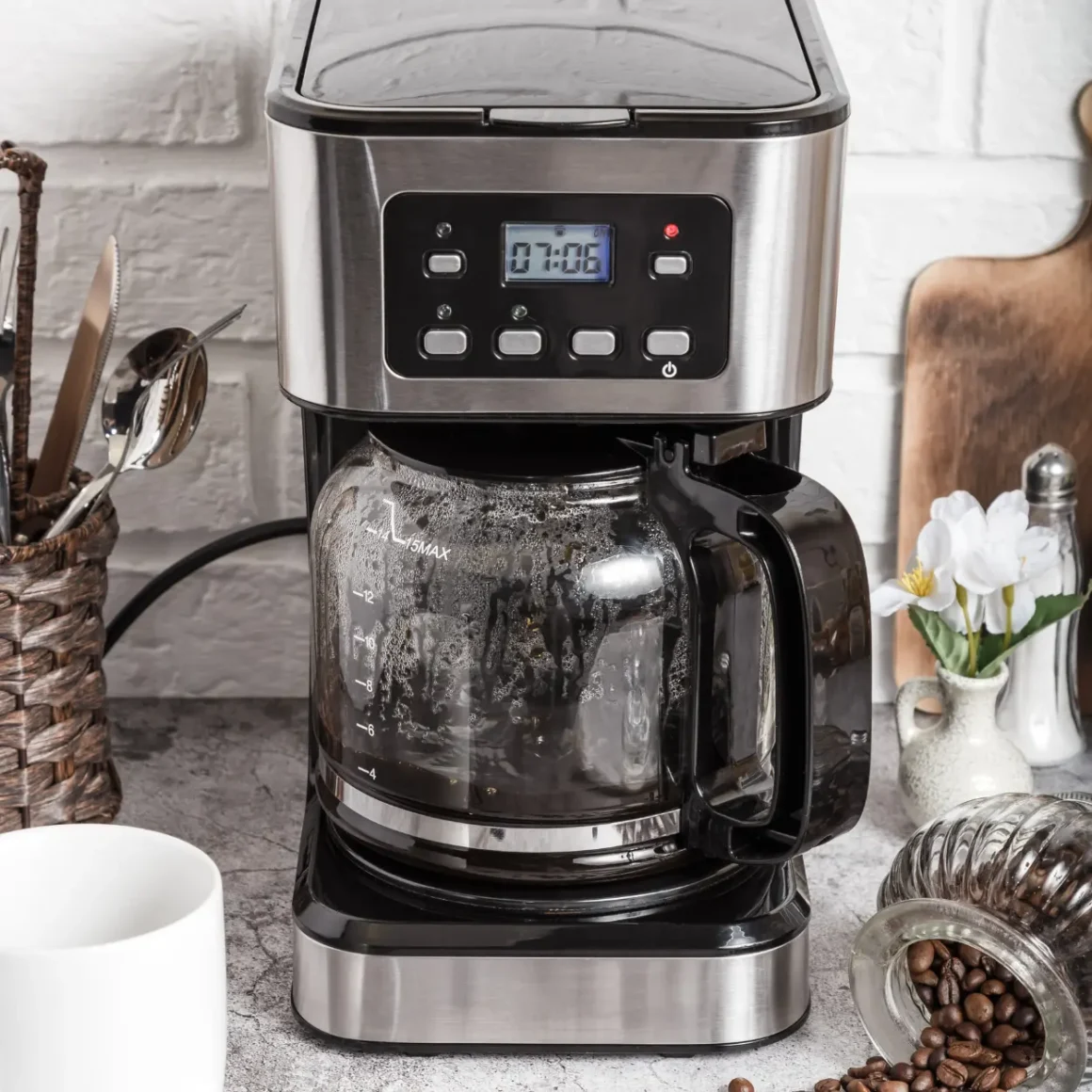 a drip coffee maker on a counter