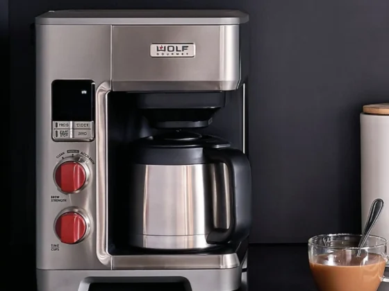 a wolf gourmet 10 cup coffee maker on a counter