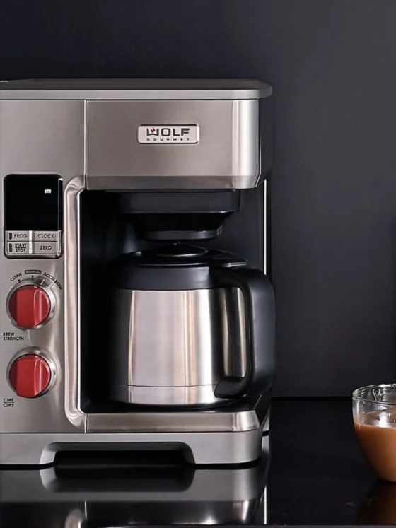 a wolf gourmet 10 cup coffee maker on a counter