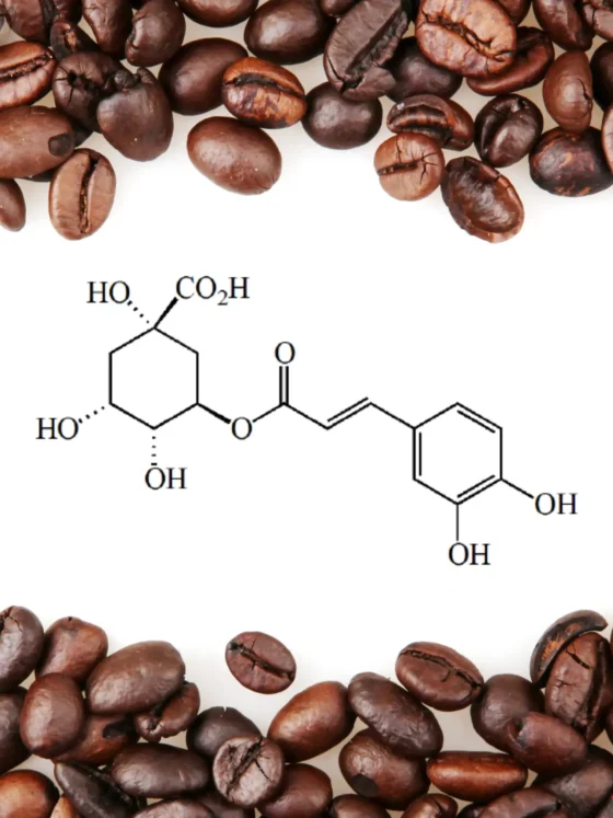 a coffee beans with a chemical formula