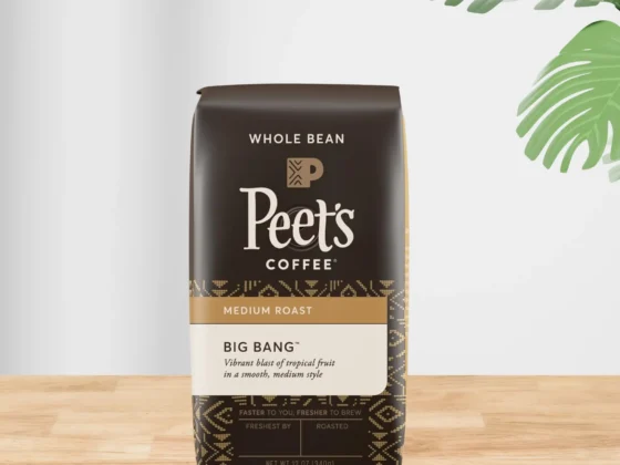 a bag of peets medium roast coffee on a table