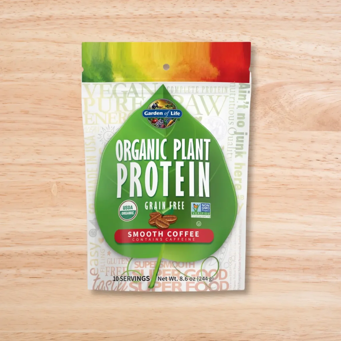 a package of organic plant protiein coffee