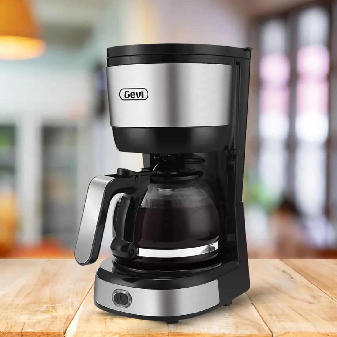 a gevi 4-cup coffee maker coffee maker on a table
