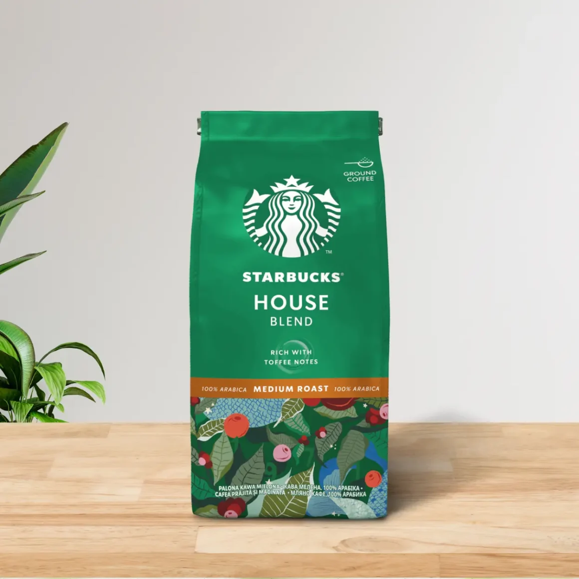 a bag of starbicks medium roast coffee