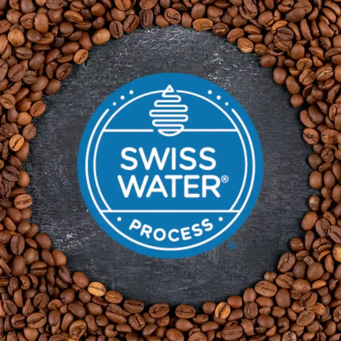 a circle of decaf coffee beans