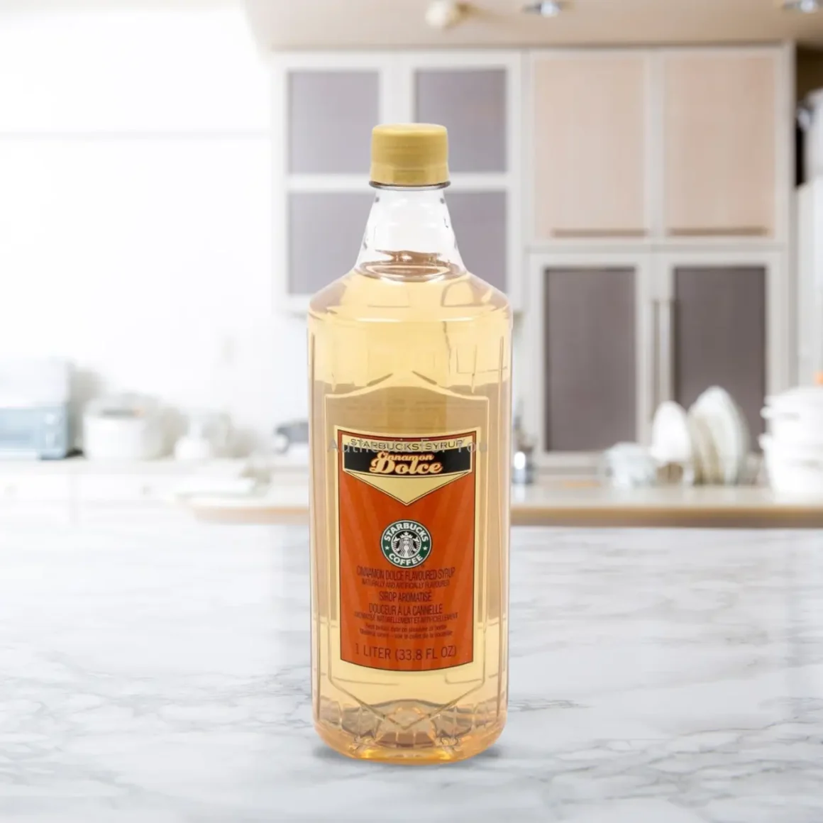 a bottle of starbucks cinnamon doice coffee syrup