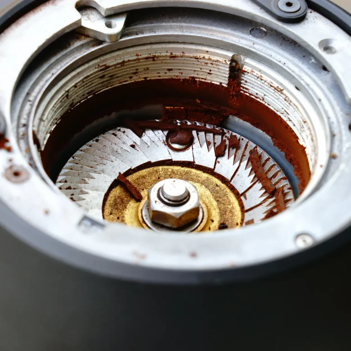 a close up of internal part of a burr grinder
