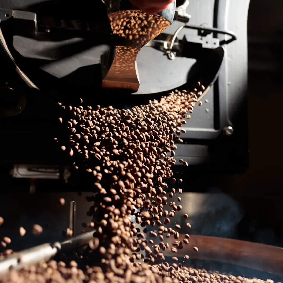 a coffee beans being roasted