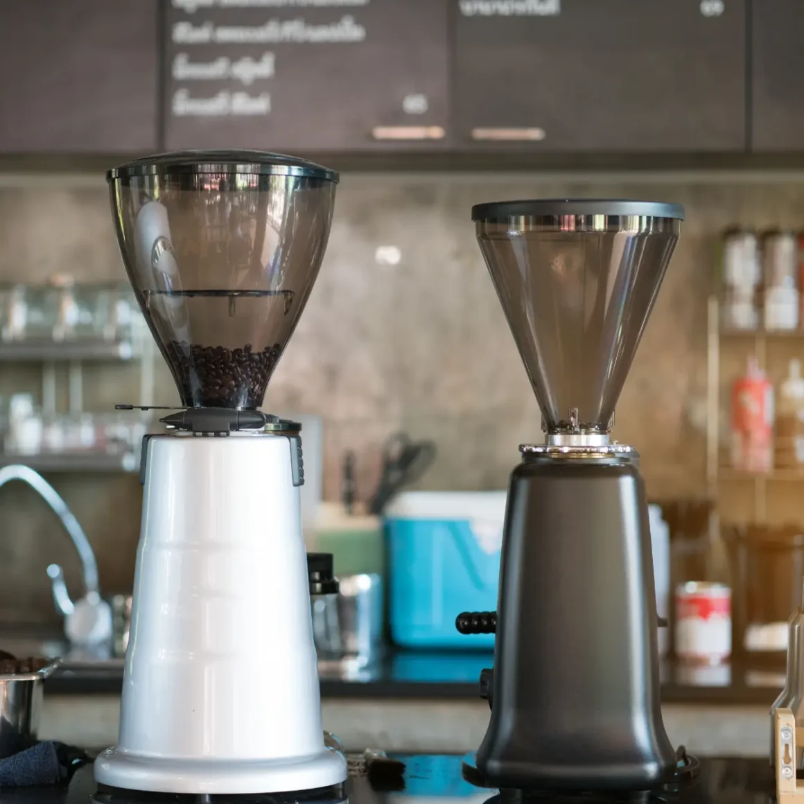 coffee grinders on a counter
