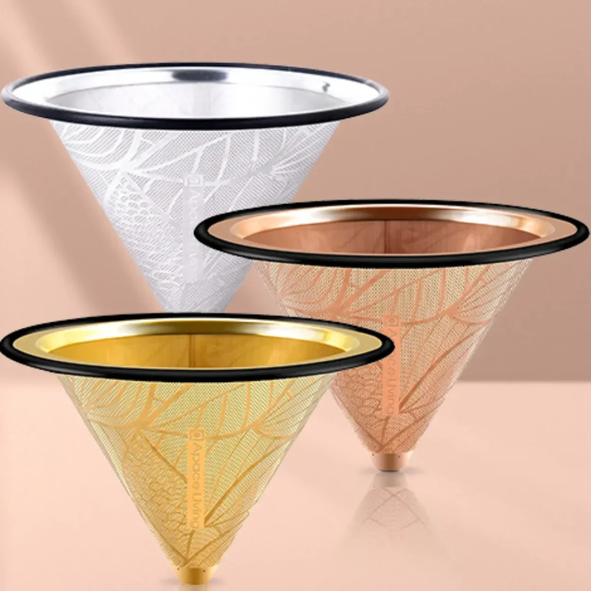 a group apace living chemex reusable stainless steel pour over coffee filter