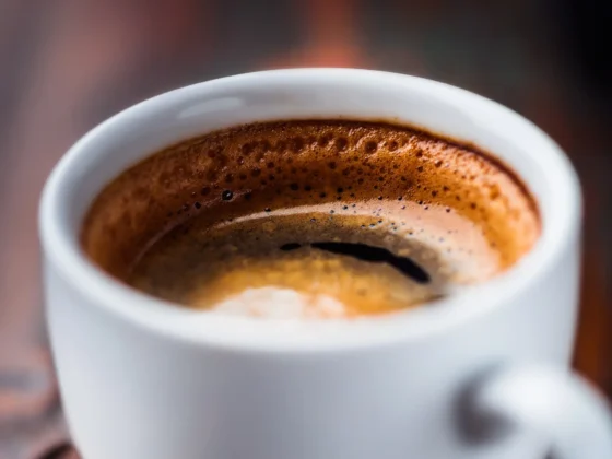 a cup of espresso on a table