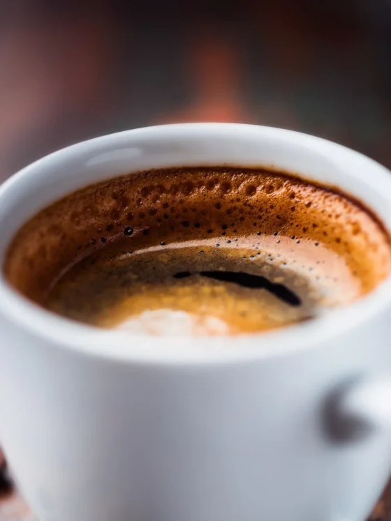 a cup of espresso on a table