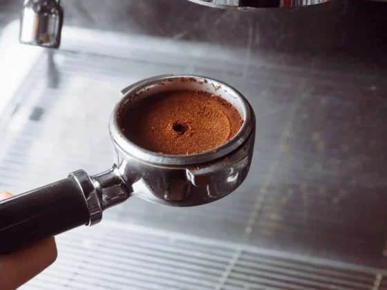 an espresso machine with a portafilter