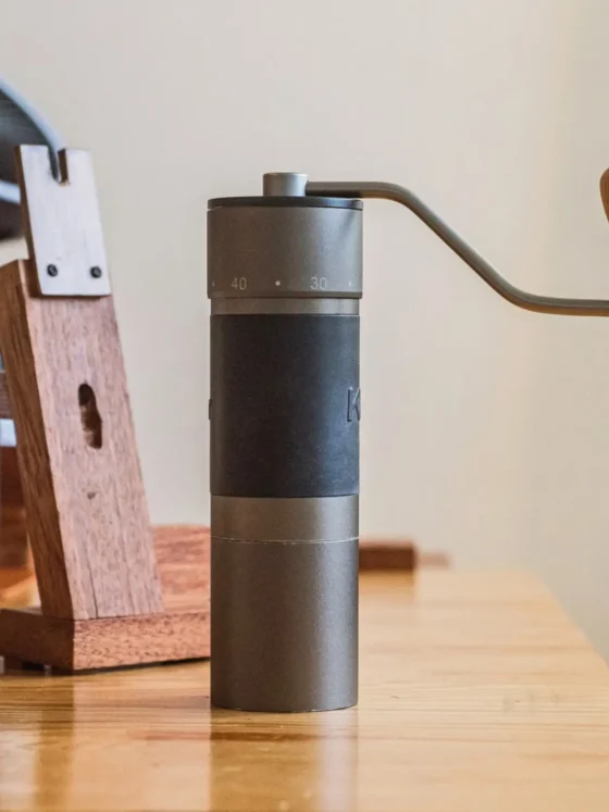 a kingrinder k6 coffee grinder on a table