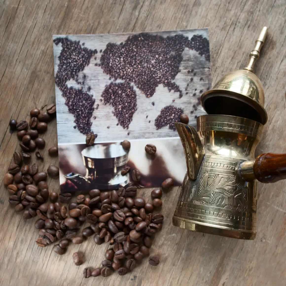 a coffee beans and a coffee pot