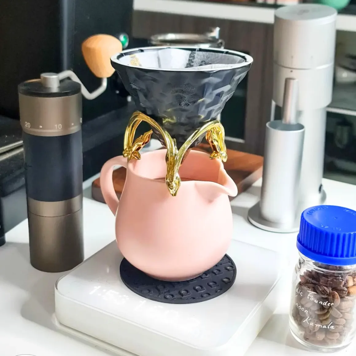 a coffee maker on a scale