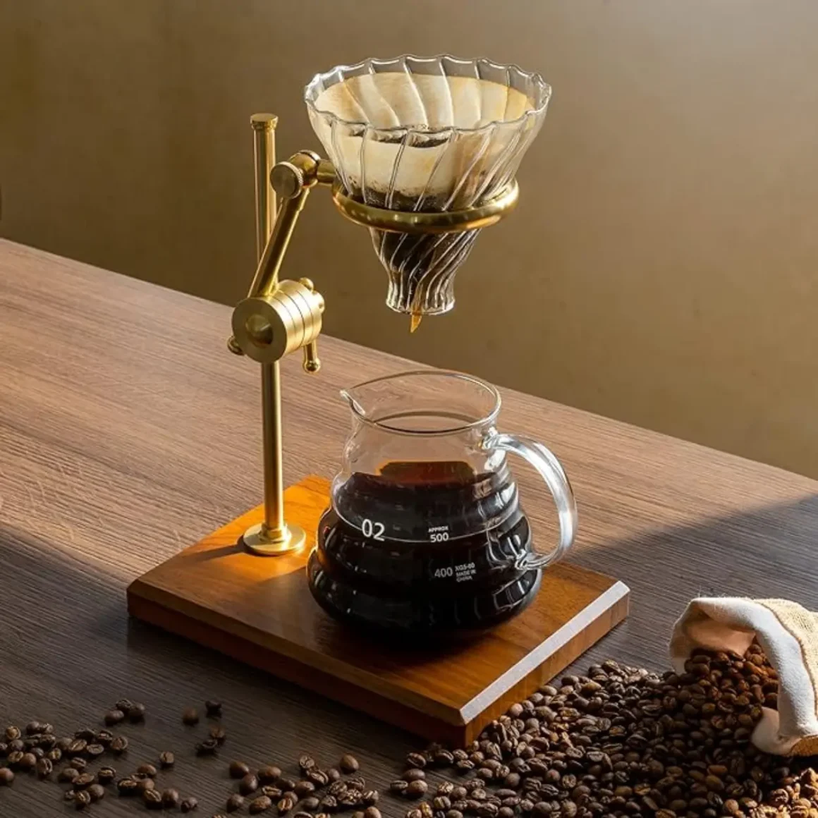 a lepica pour-over coffee stand on a table