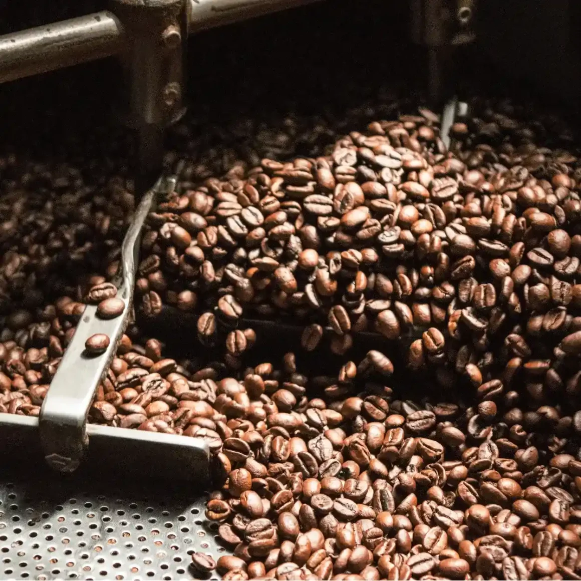 a machine with coffee beans