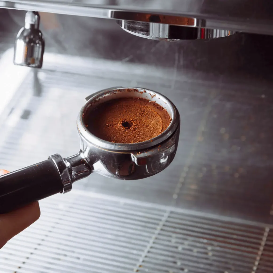 an espresso machine with a portafilter