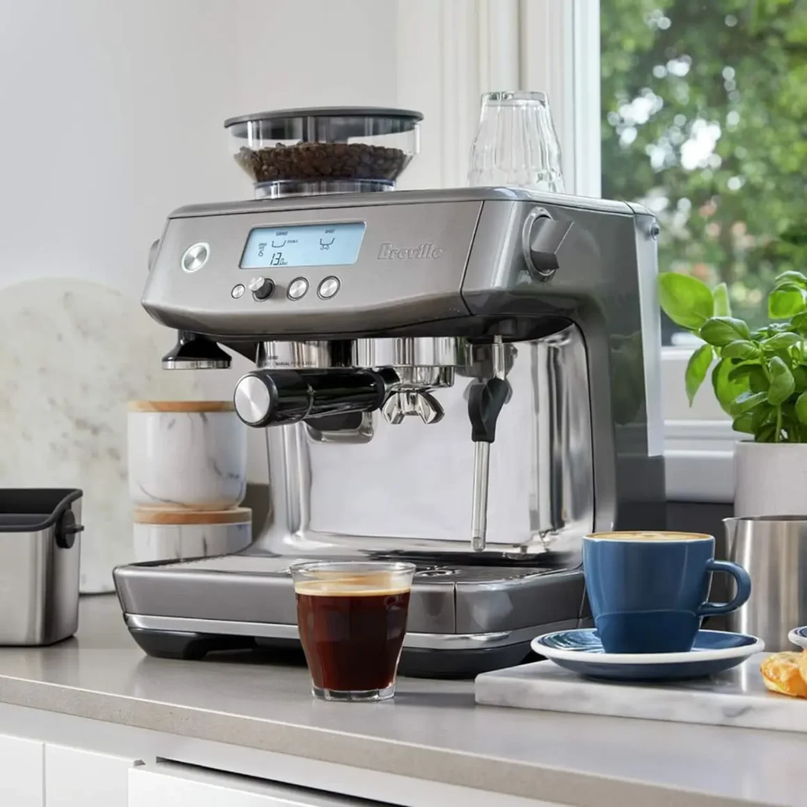 a breville barista pro espresso machine on a counter
