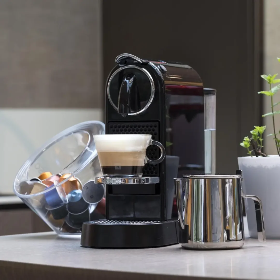a nespresso citiz espresso machine on a counter