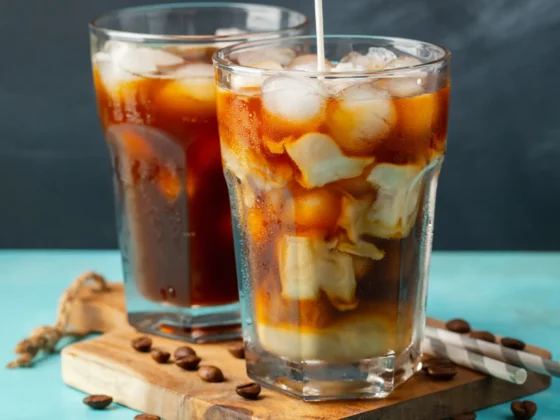 a glass of iced coffee and iced latte
