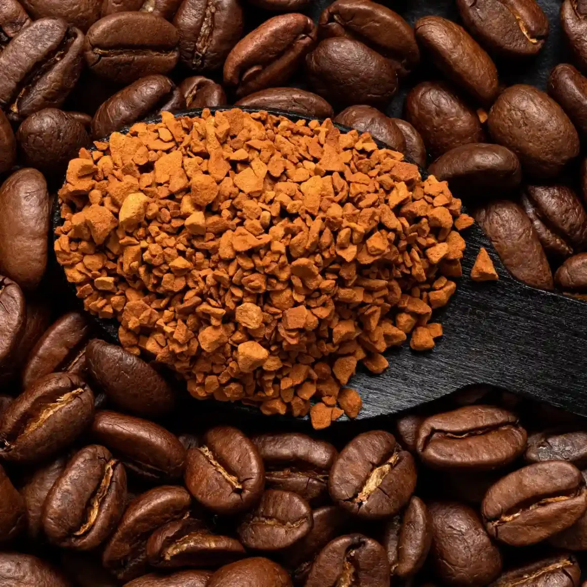 a spoonful of instant espresso coffee