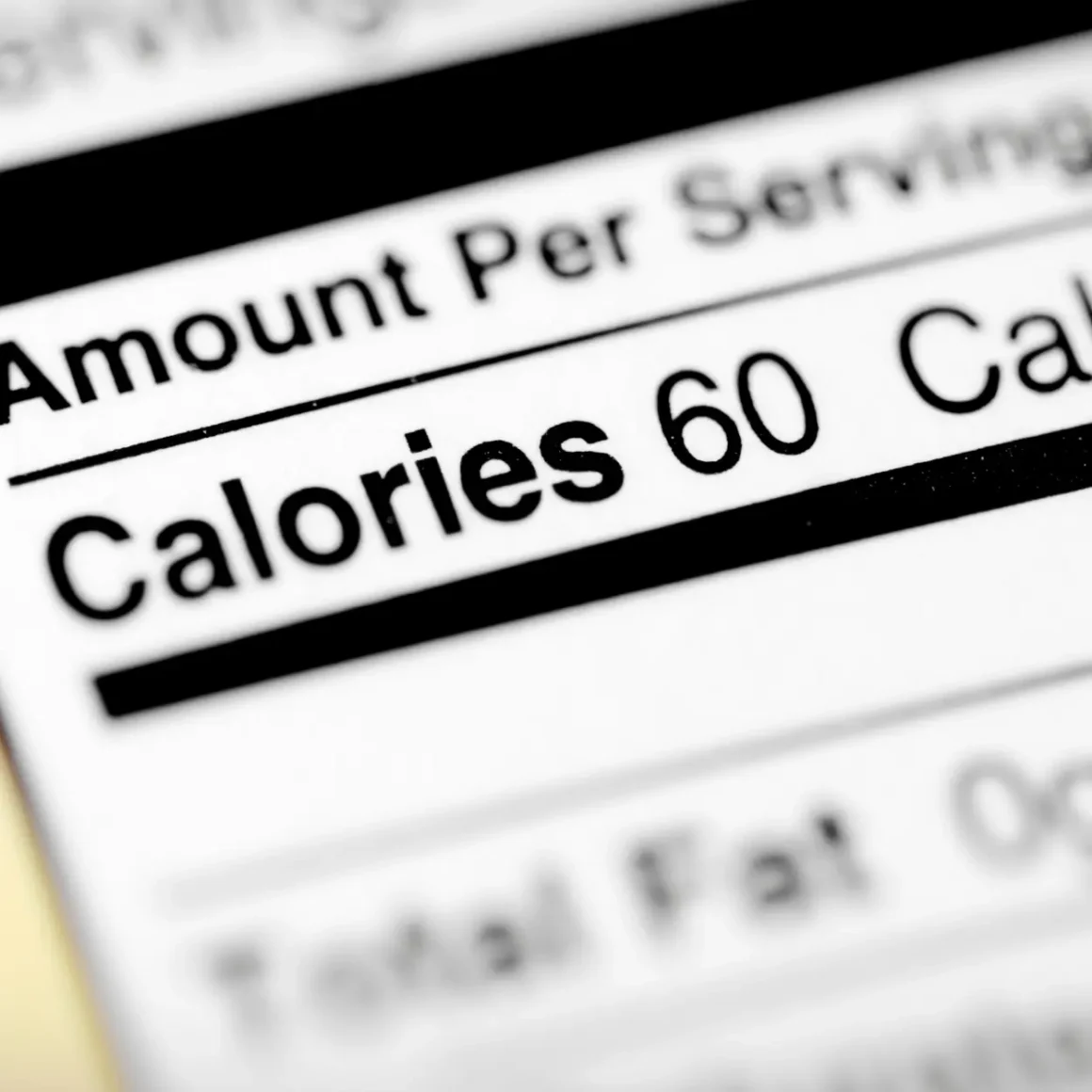 close-up of a calories label